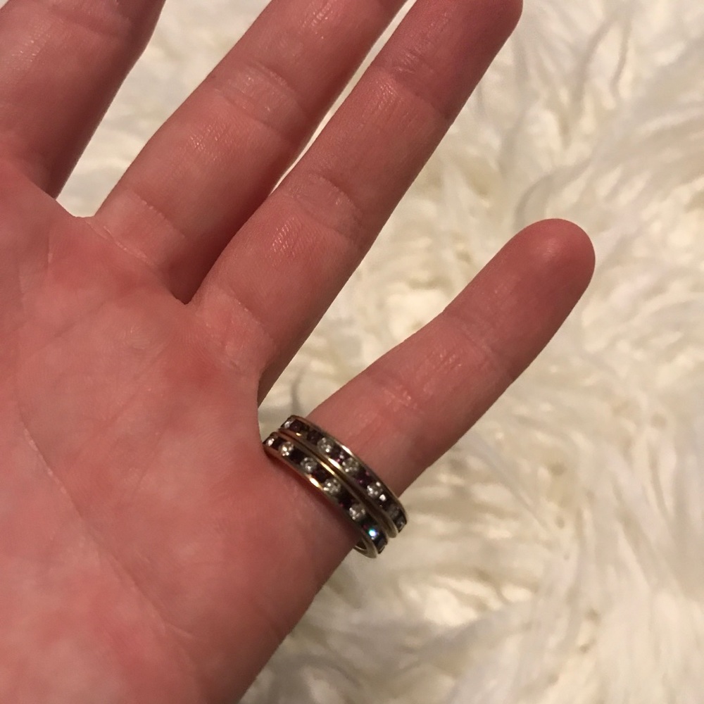 Two amethyst and diamond on gold rings